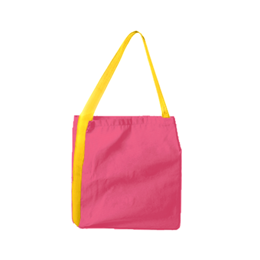 różowa torba z taśmą żółtą
