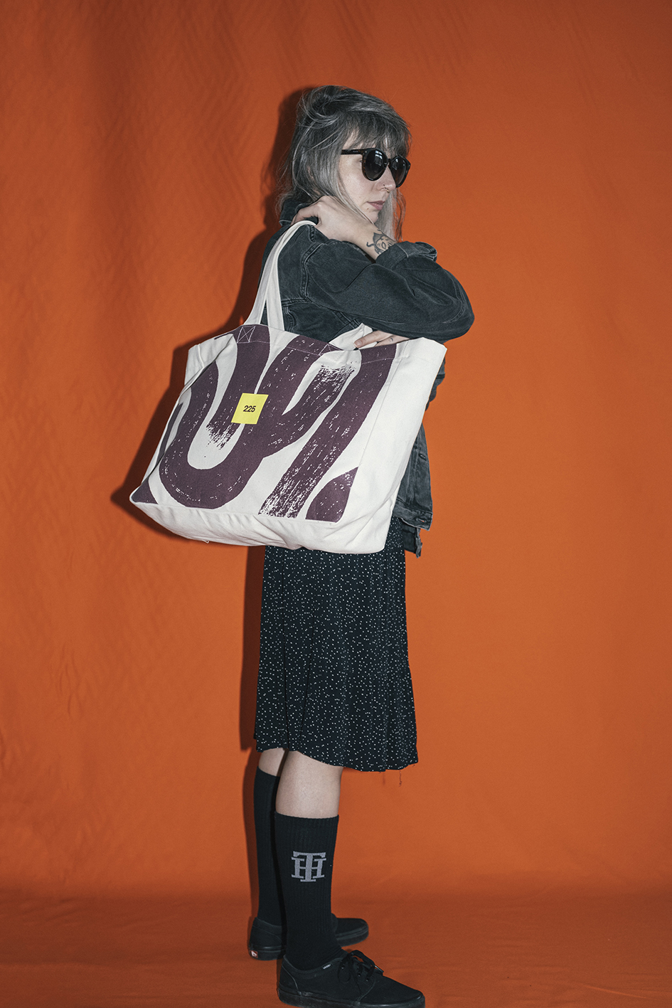 Pozioma torba oversize z klinem z grubego płótna panama 350 g, bardzo pojemna